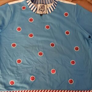Whoopi Blue and Red Polka Dot Sweatshirt
